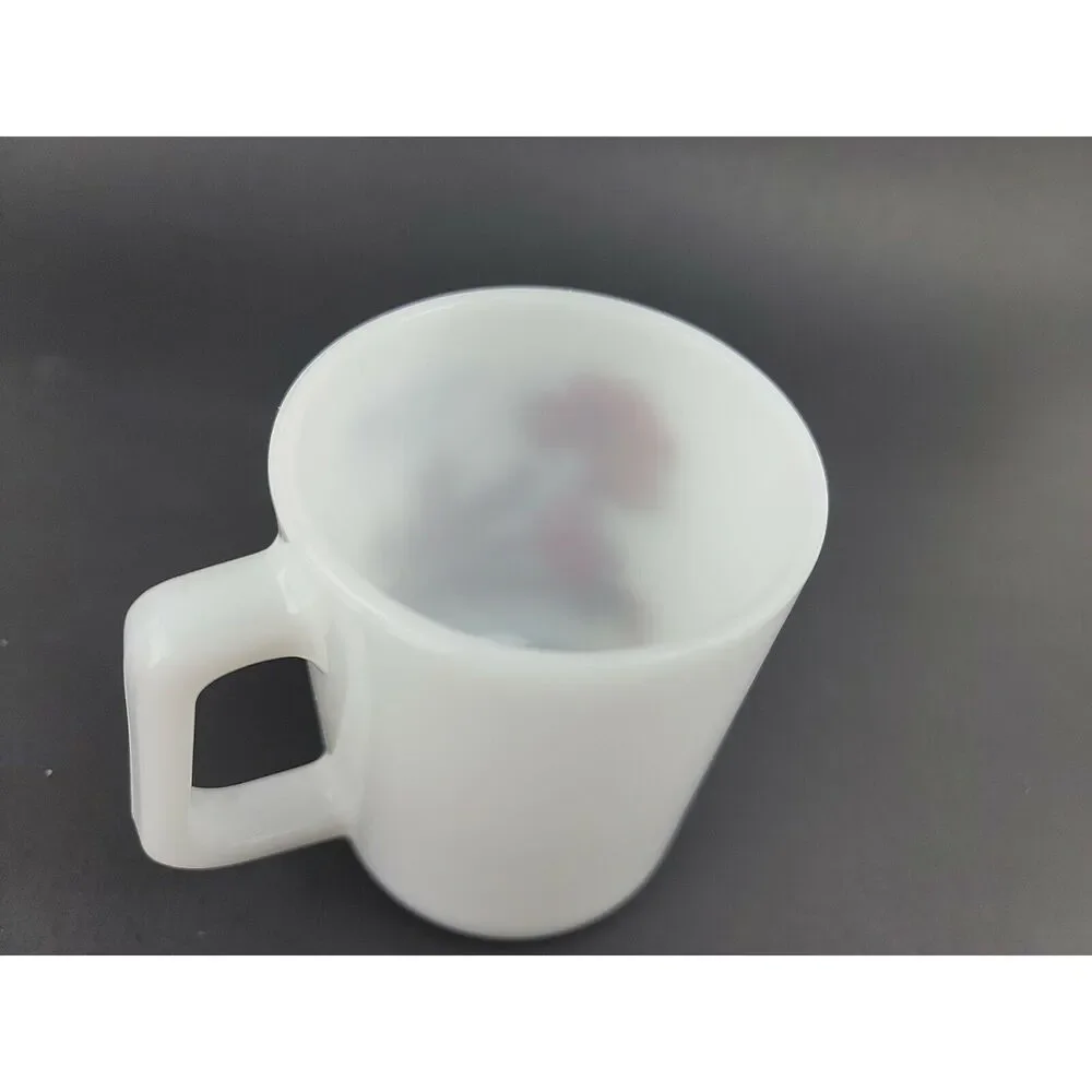Vintage Federal Glass Mug White Milk Glass CANADA Beaver Maple D Handle